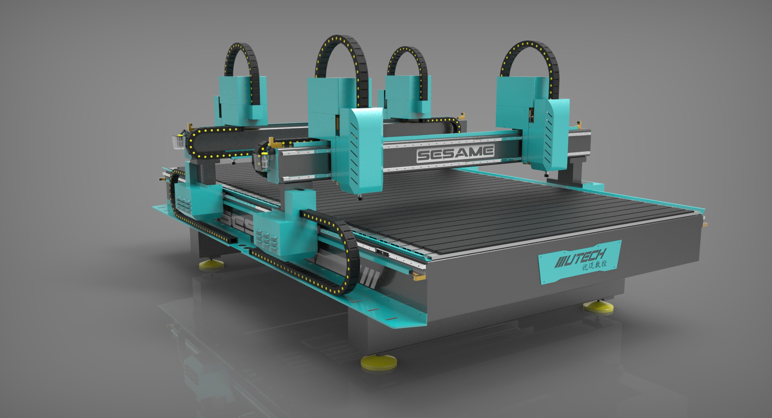 router cnc cu mai multe arbori