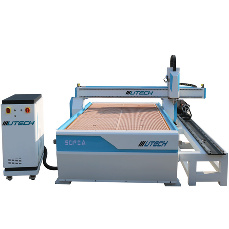 Mașină de router CNC de 4x8ft cu rotativ pentru industria mobilei